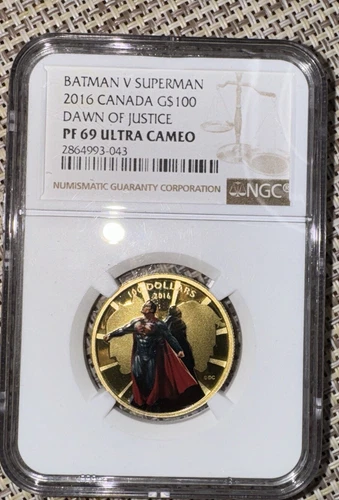 2016 Canada $100 BATMAN VS SUPERMAN NGC PF69 Dawn Of Justice 1/4 oz Gold ~~ 69