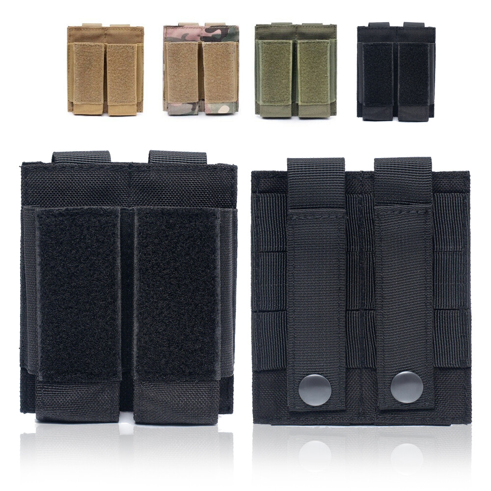 Double Pistol Open Top Case Nylon Mag Holder for Battle Belt Duty Vest Chest Rig-image