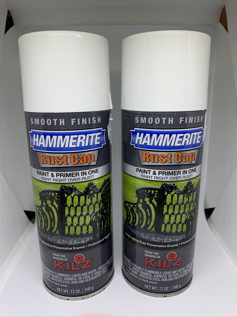 Hammerite Rust Cap Smooth White Finish w/Kilz 12 Paint Primer Spray  Cans