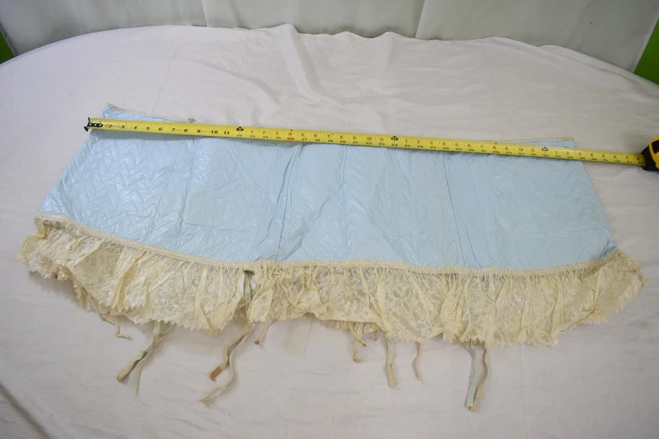 Vintage Antique Baby Bassinet Vinyl Skirt Blue Lace Early Mid Century - Image 2 of 4