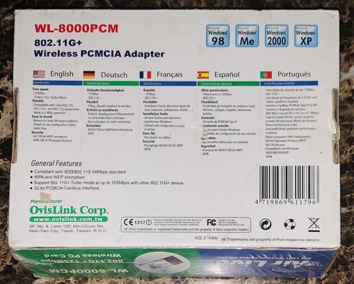 Air Live 802.11G+ 125 Mbps Inalámbrico Carbus Adaptador Tarjeta PC WL-8000PCM NUEVO - Imagen 2 de 2