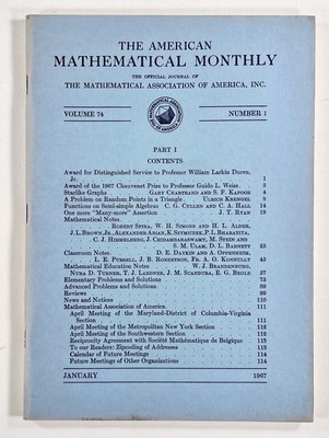1967 Jan AMERICAN MATHEMATICAL MONTHLY Graph Theory RANDOM POINT SAMPLES Algebra
