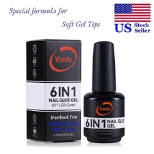 Vanfa 6 in 1 Nail Glue Gel Adhesive for Extend Gel Nail Tip, Soft Gel *Pick any*