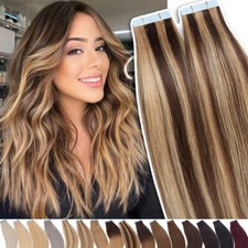 Invisible Tape In Hair Extensions 100 Real Remy Human Hair Seamless Skin Weft