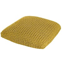 Homescapes Yellow Knitted Square Pouffe Footstool Floor Cushion Bean Filled 100% Homescapes Yellow Knitted Square Pouffe Footstool Floor Cushion Bean Filled 100%
