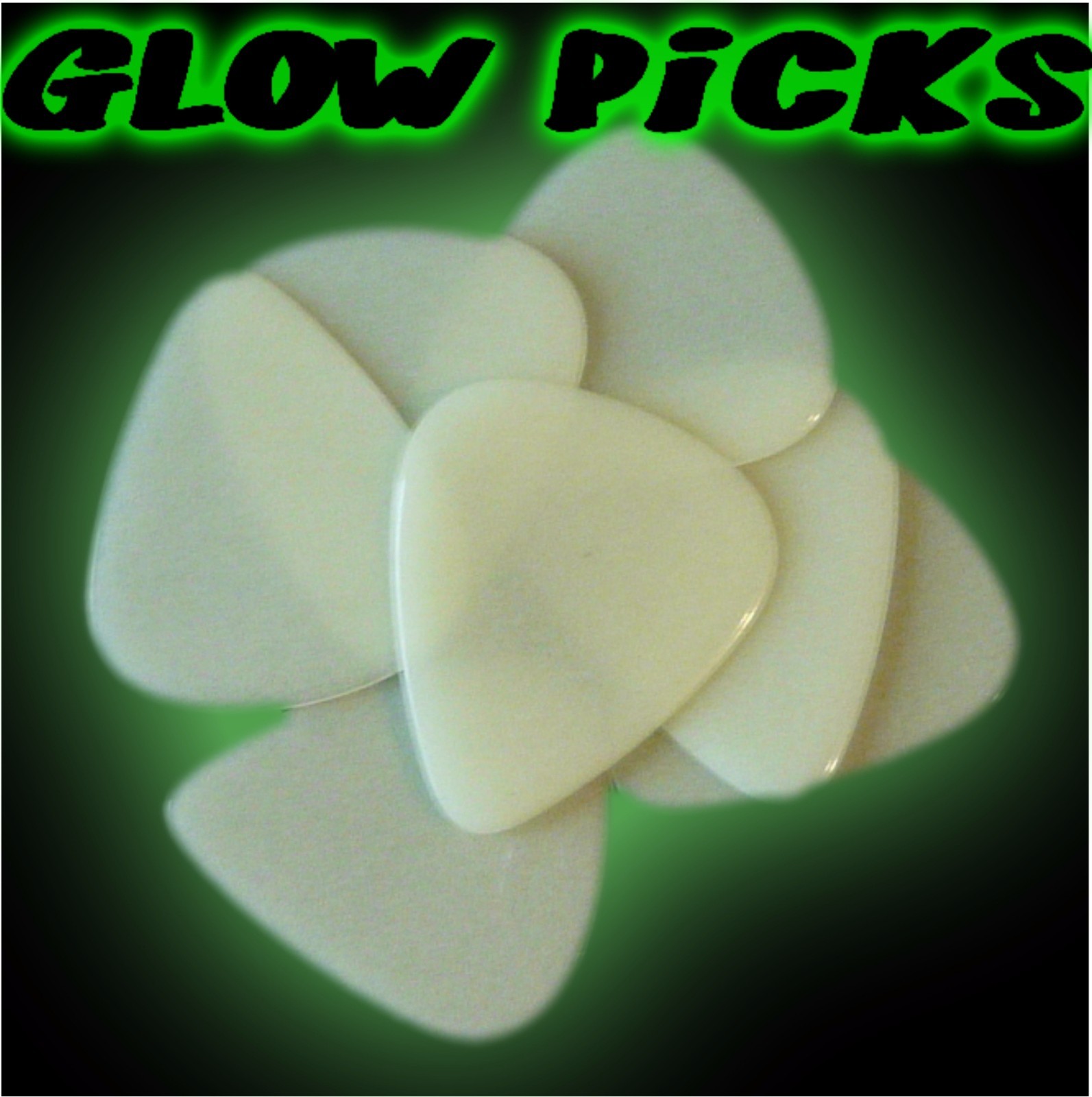 6 x GLOW in the DARK luminous PLECTRUMS PICKS electric acoustic guitar