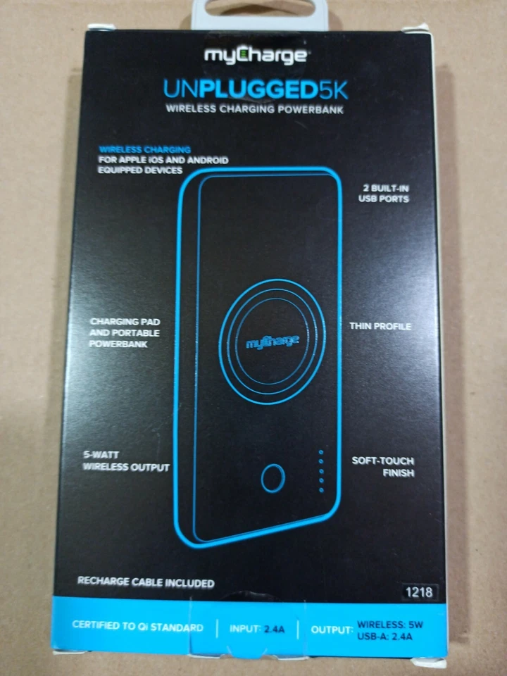 Cargador inalámbrico myCharge 5K desenchufado + banco de alimentación, blanco. 5000 mAh Foto 2 de 4