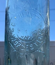 Blobtop Soda Emb. Sun Design Hewett Co. Worcester Ma