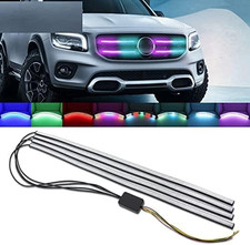 4pcs Car Front Grille Led Lights4-in-1 Fuctions Rgb Drlsred Brake Lightsamber