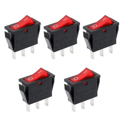 BAOMAIN SPST Rocker Switch,ON/Off 3-Pin 16A 250V AC,Red LED Single, Red