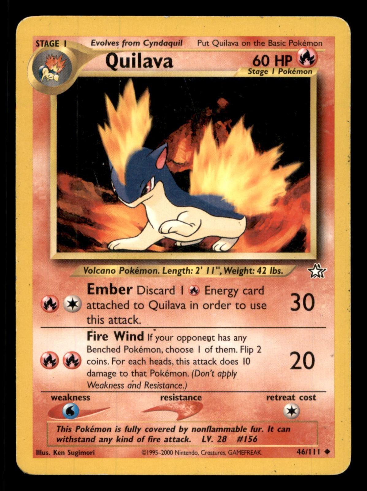 Quilava 46/111 Uncommon Neo Genesis Pokemon Unlimited Moderately Played