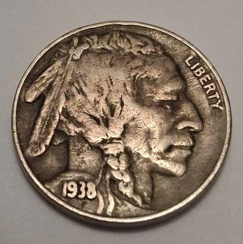 1938-D Buffalo Nickel- FULL HORN-Extra Fine Better Date Nice Original Coin BN823