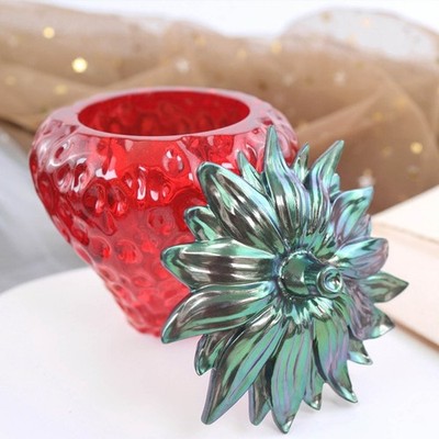 Vintage Jar Resin Mold with Lid Strawbery Silicone Storage Box Mold for Epoxy