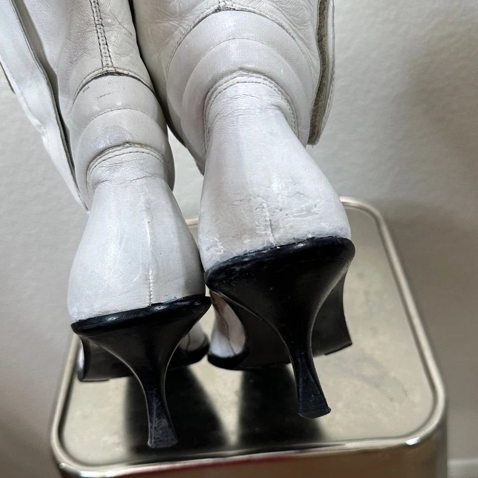 Botas de Tacón Estilo Western Moto Cuero Blanco Bronx DE COLECCIÓN - 39/9 Foto 3 de 4
