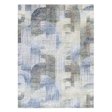 5'1"x7' Ivory THE INTERTWINED PASSAGE Silk with Textured Wool Hand Knotted Rug