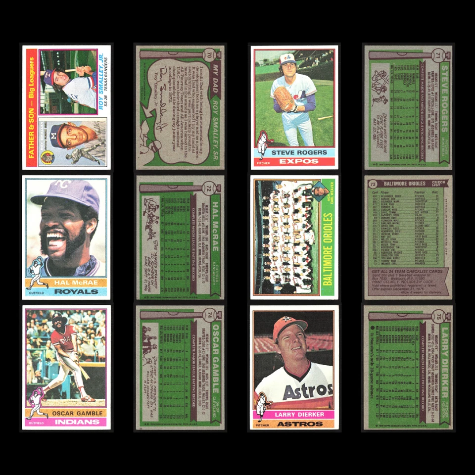 Lote de 50 tarjetas de béisbol vintage Topps 1976 en muy buen estado conjunto MLB colección de distribuidor a granel Foto 4 de 4