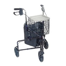 drive 3 Wheel Walker With Basket Tray Pouch Aluminum 31 to 38  Handle Height