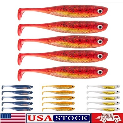 THKFISH 5Pcs Soft Plastic Swimbait Paddle Tail Shad Lure Minnow Fishing Lures