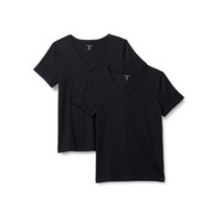 Amazon Essentials Damen V-Ausschnitt T-Shirt 2Er-Pack Schwarz