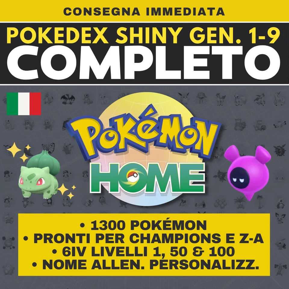 Pokémon HOME Shiny Living Dex Pokedex Completo Scarlatto Competitivi Tutti 6 IV