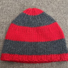 J. Crew Striped Kids Beanie in Red and Gray
