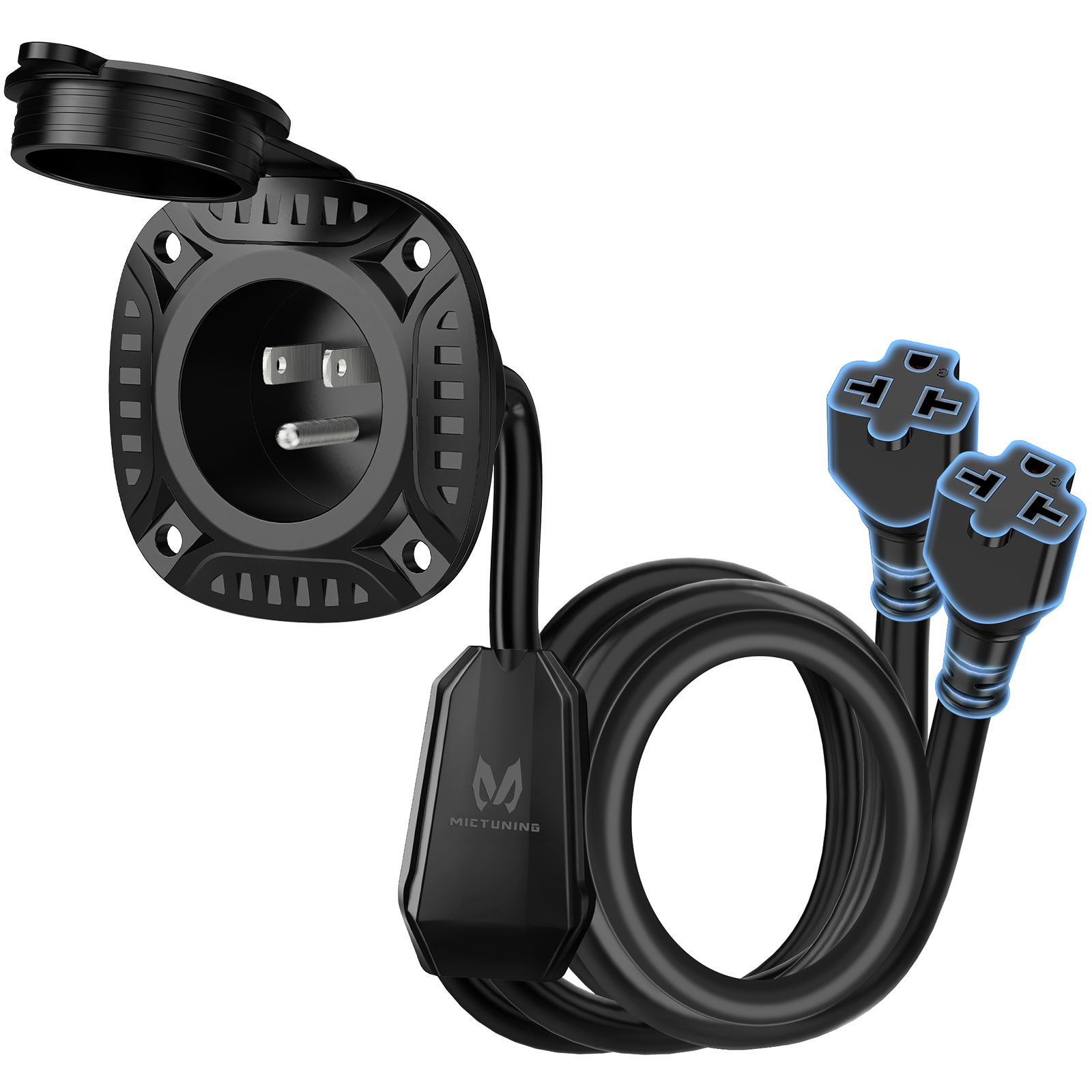 MICTUNING 20A 125V AC Port Plug, 12 AWG Shore Power Inlet Plug 20'' Extension