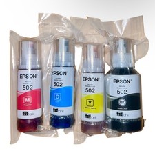 Epson EcoTank 502 4 Ink Bottles Black Yellow Cyan Magenta NEW SEALED 11/2025