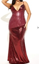 Elegant Faux Leather Sequins Maxi Formal Gala Wedding Party Dinner Dress