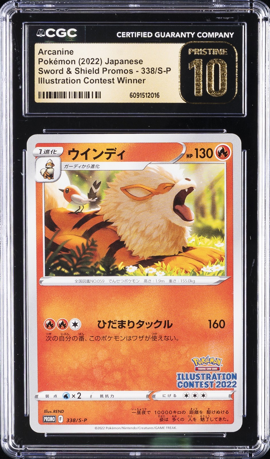 2022 POKÉMON SWORD & SHIELD PROMOS JAPANESE #338/S-P ARCANINE CGC 10 PRISTINE