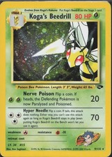 Pokemon TCG - Koga's Beedrill 9/132 Holo Rare Gym Challenge Damaged - 719