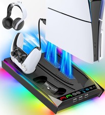 PS5/Slim/Stand, PS5 Cooling Station Built-in 3-Level Cooling Fan  Fast Charg...