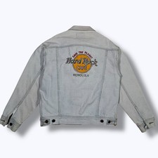 VTG 90s Hard Rock Cafe Jean Jacket S Honolulu Grunge Streetwear Y2K Graphic