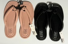 No Boundaries Puffy Thong Flip Flop Sandal Size 9 Black and Pink 2 Pairs New