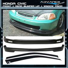 For 96-98 Honda Civic Mugen Front Bumper Lip Rear Diffuser Lip Window Visors