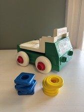 Vintage Johnson & Johnson Stack and Dump Truck Toy Made in USA 1983 + 10 Shapes
