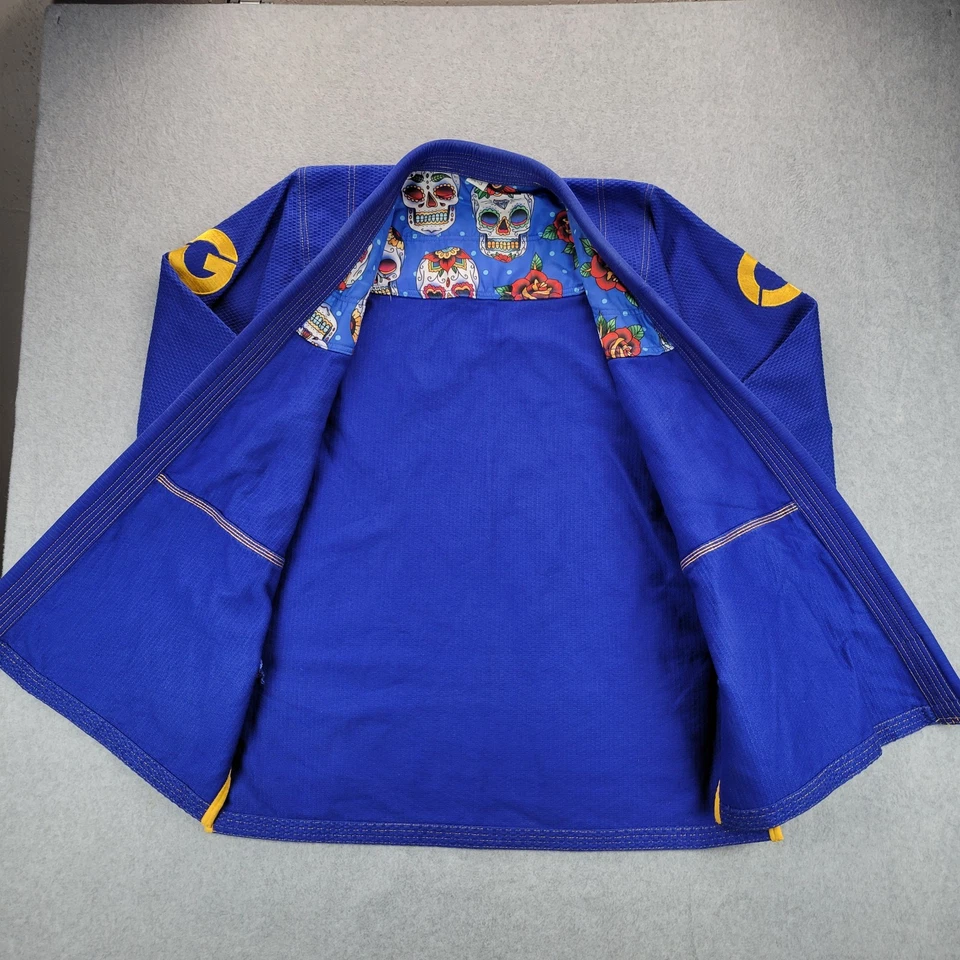 BJJ Gi A3 Azul Brasileño Jiu Jitsu Kimono Uniforme Chaqueta Adulto A-3 Calaveras Foto 4 de 4