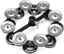 5.5 Inch Black Mountable Cymbal Hi-Hat Tambourine with Double Row Stainless S...