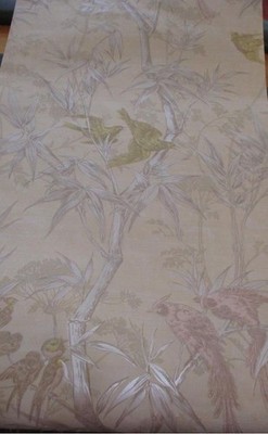 Vtg 70s Albert Van Luit Manderly Birds Bamboo Tree Shiny Print Wallpaper Roll