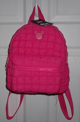 NEW Disney Mickey Mouse Hot Pink Quilted Nylon Backpack Purse Bioworld NWT
