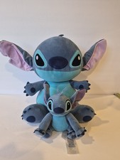 PAIR Disney Classic Stitch, 1 Weighted Plushie 14 inches Tall 2.3lbs , 1 Small