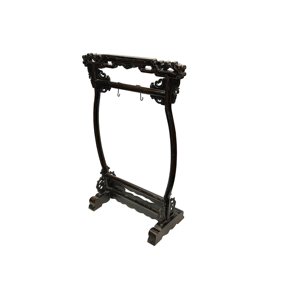 Figura de madera con cabeza de dragón marrón envejecido chino estante de exhibición de gong ws4916 Foto 4 de 4