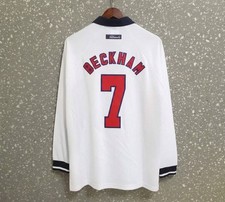 Beckham 7 England Jersey 1998 Size XXL Retro Football Vintage Soccer Home LS