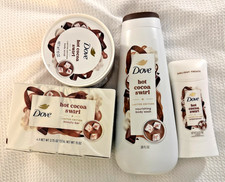 Dove Hot Cocoa Swirl Body Wash, Scrub  Soap,  Deodorant Bundle Limited Edition