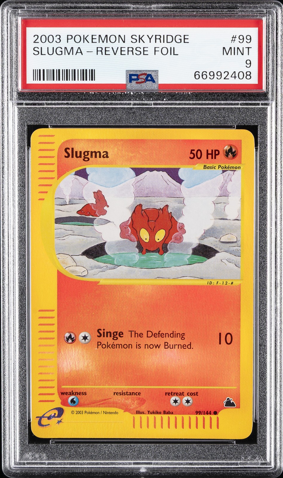 2003 POKEMON SKYRIDGE #99 SLUGMA-REVERSE FOIL PSA 9