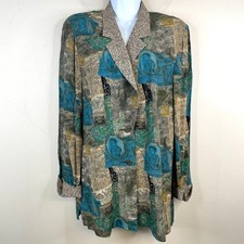 Vintage Carole Little Artsy Jacket Womens 8 Mixed Print Blazer Music Romance Era