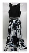 Betsy Adam Illusion Floral Blue Evening Wedding Cocktail Prom Dress Gown-8