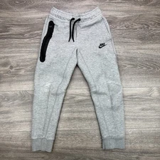 Nike Tech Fleece Jogger Pants Boys Small Light Gray Zip Pocket Gym Sweatpants