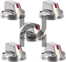 5 Pcs DG64-00473A Top Burner Control Knob Replacement for Samsung Gas Range Oven