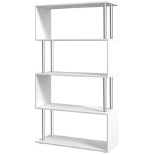 HOMCOM Wooden Storage Display Unit Bookshelf Bookcase Dividers S Shaped White