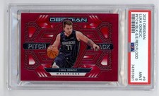 2021 Panini Obsidian Luka Doncic Pitch Black Electric Etch Red Flood PSA 9 POP 2